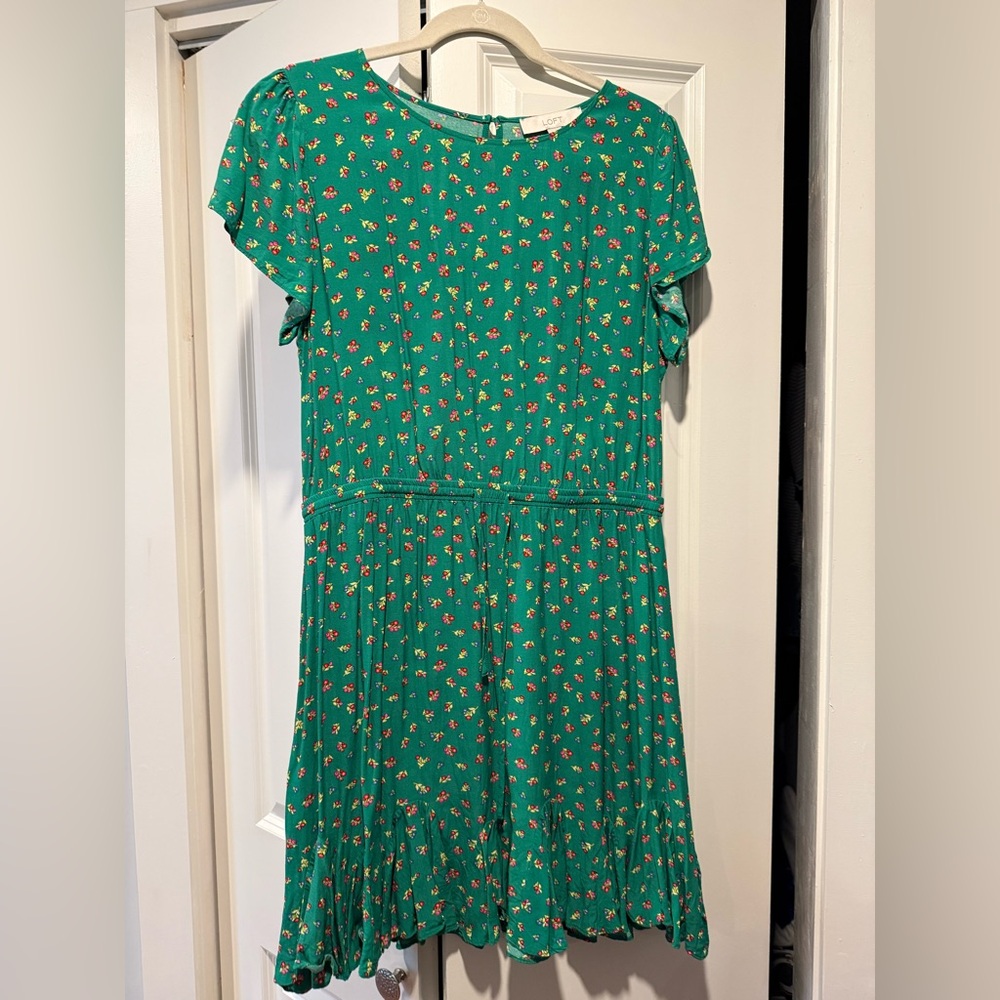 LOFT Green Floral Dress